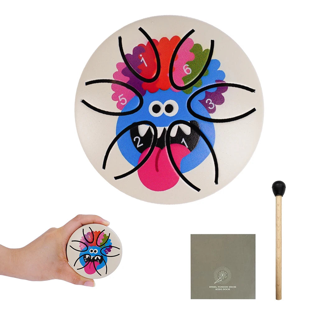 Dozzly Mini Handpan Drum 3 Inch 6 Notes Steel Tongue Chakra Drum Colorful Patterns for Yoga Musical Gift