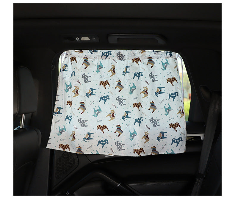 2pcs Suction cup Curtain Car Window Sunshade Cover Cartoon Universal Side Window Sunshade UV Protection For Kid Baby Children