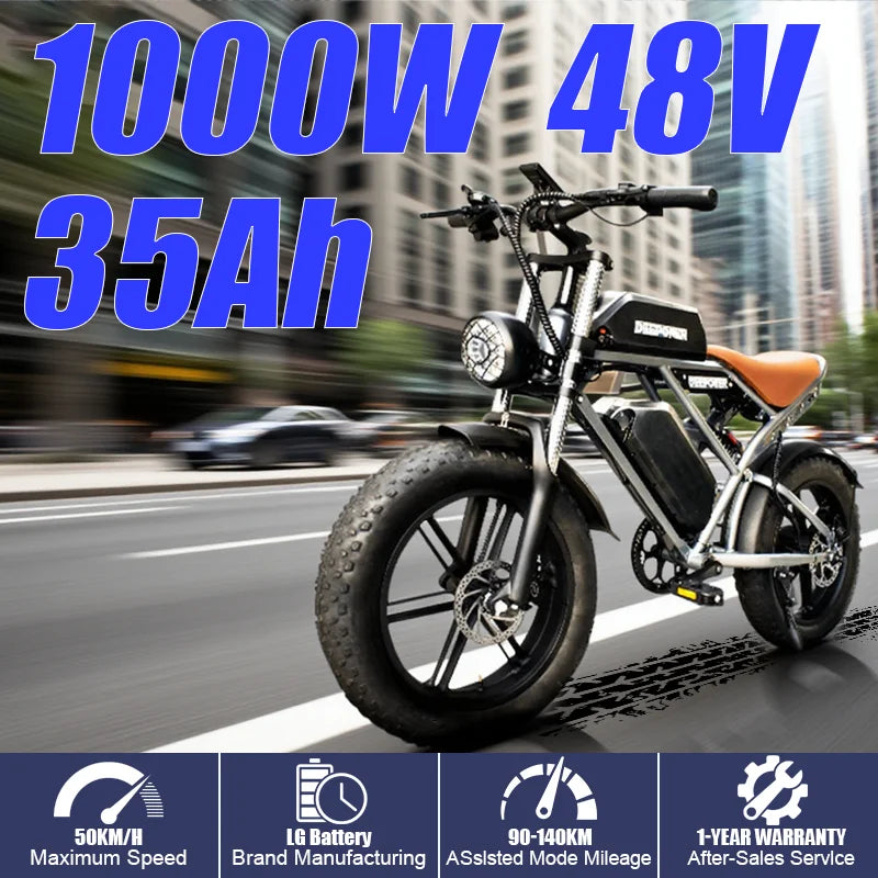 DEEPOWER QS7pro off-road electric bicycle 1500W48V60Ah all-terrain motorcycle parameters suitable for urban mountain riding