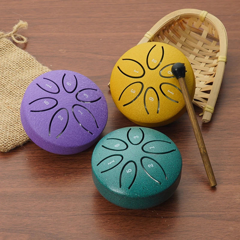 Steel Tongue Drum Portable Rain Drum Hand Pan Drum Percussion Musical Instruments 3 Inch 6 Notes For Yoga Meditation Musical Toy