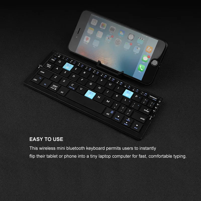 Mini Foldable Bluetooth Keyboard Rechargeable Keyboard Mini Folding Wireless Keyboard Aluminum Keypad With Stand For Phone