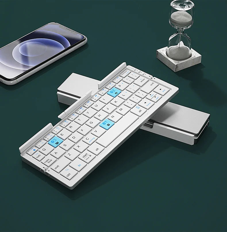 Mini Foldable Bluetooth Keyboard Rechargeable Keyboard Mini Folding Wireless Keyboard Aluminum Keypad With Stand For Phone
