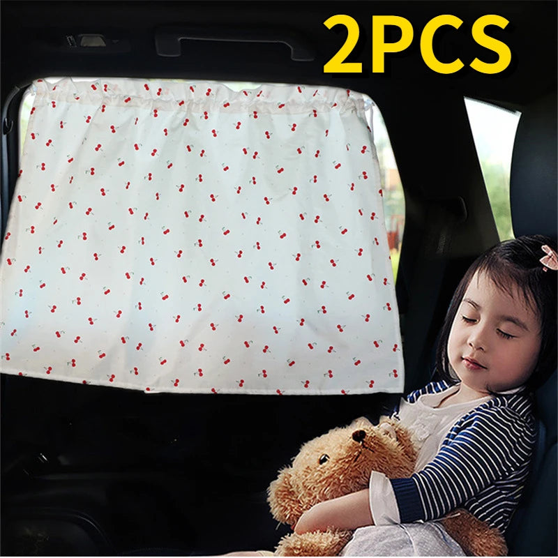 2pcs Suction cup Curtain Car Window Sunshade Cover Cartoon Universal Side Window Sunshade UV Protection For Kid Baby Children