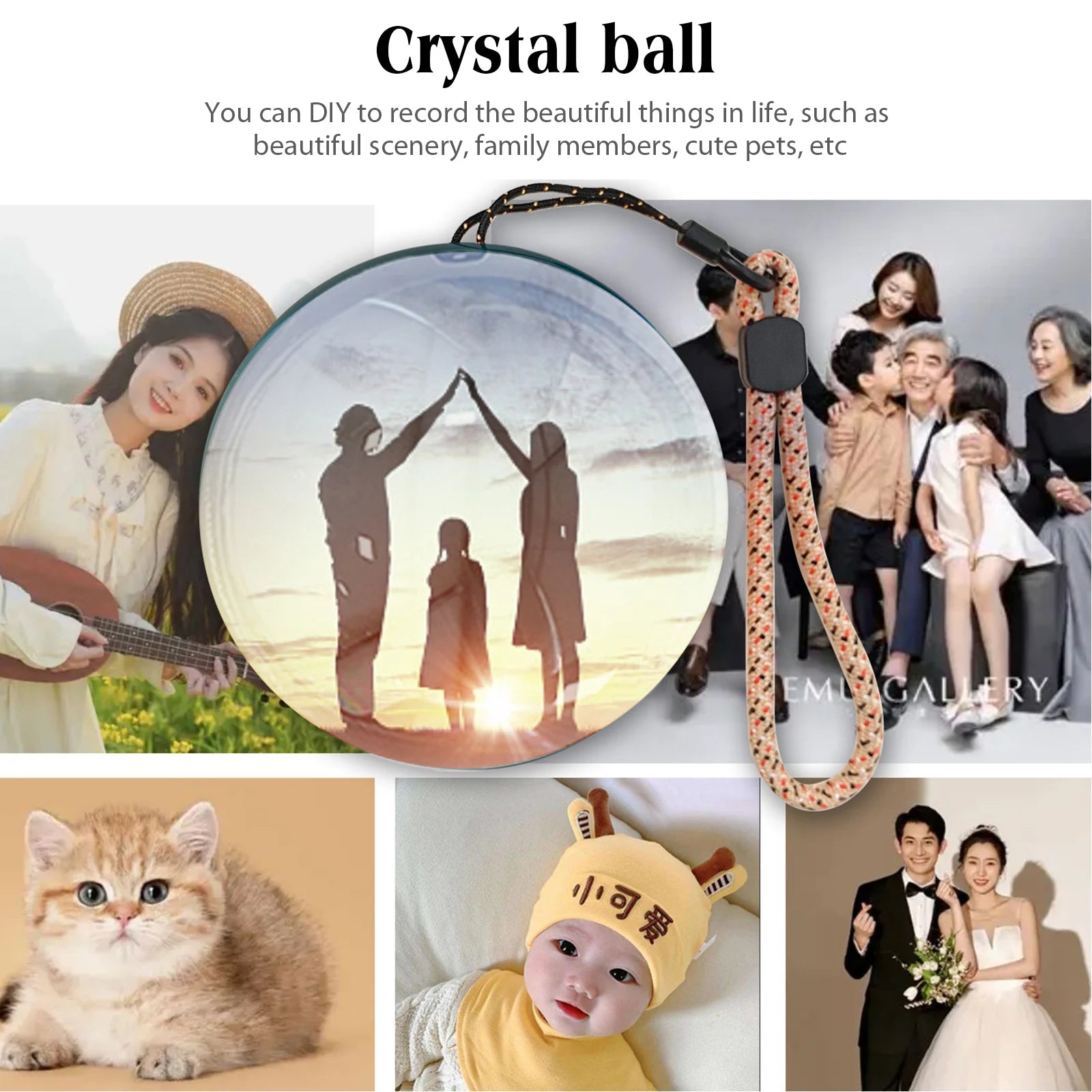 3D Video Crystal Ball with Stand Memory Sphere Lamp Upload Videos & Photos Memory Orb Lamp Gift for Birthday Wedding ﻿Xmas