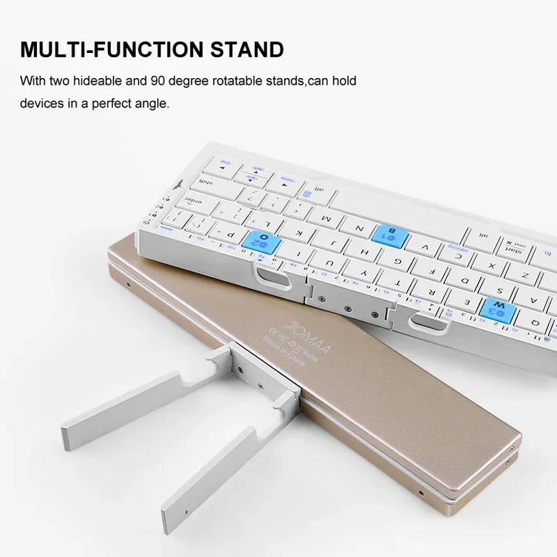 Mini Foldable Bluetooth Keyboard Rechargeable Keyboard Mini Folding Wireless Keyboard Aluminum Keypad With Stand For Phone