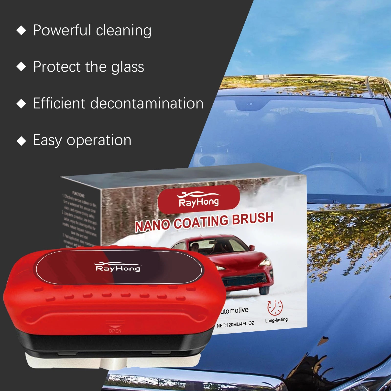 Nano Coating Car Brush, Waterproof Windshield Cleaner Tool, Streak-Free Auto Glass Scrubber, Detailing Brush For Car Windows Car