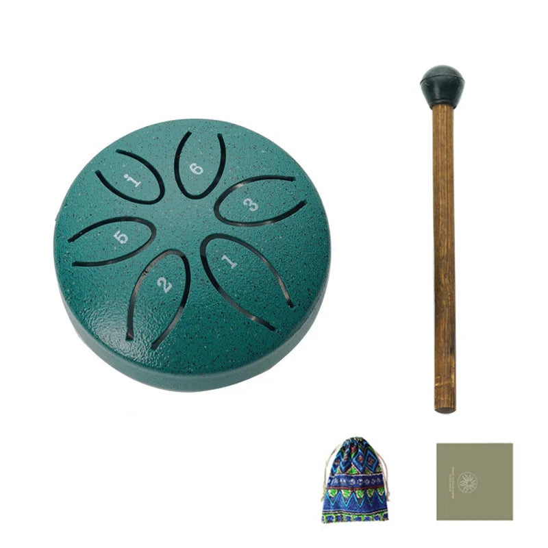 Steel Tongue Drum Portable Rain Drum Hand Pan Drum Percussion Musical Instruments 3 Inch 6 Notes For Yoga Meditation Musical Toy