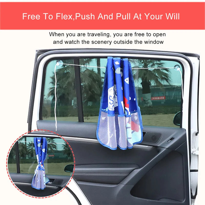 Car Sun Shade UV Protection For Kids Children Front Back Windshiel Curtain Side Window Adjustable Styling Auto  Sunshade Summer