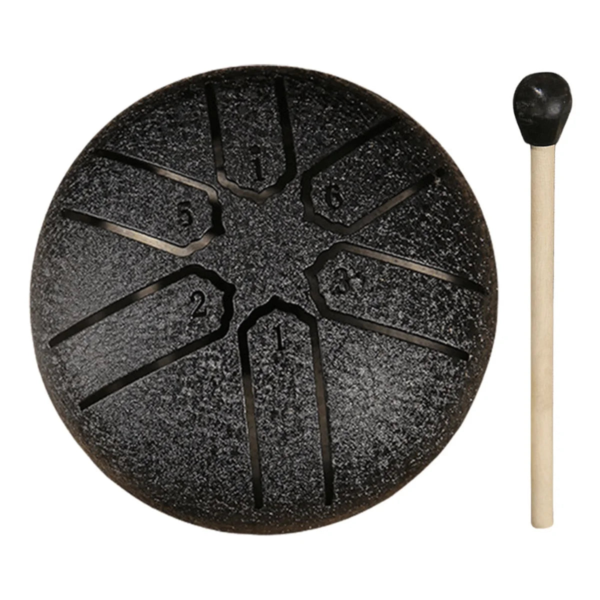 Steel Tongue Drum Rain Chime – 3 Inch 6 Notes Outdoor Hand Drums (Black, Dark Blue) | for Education, Meditation & Yoga