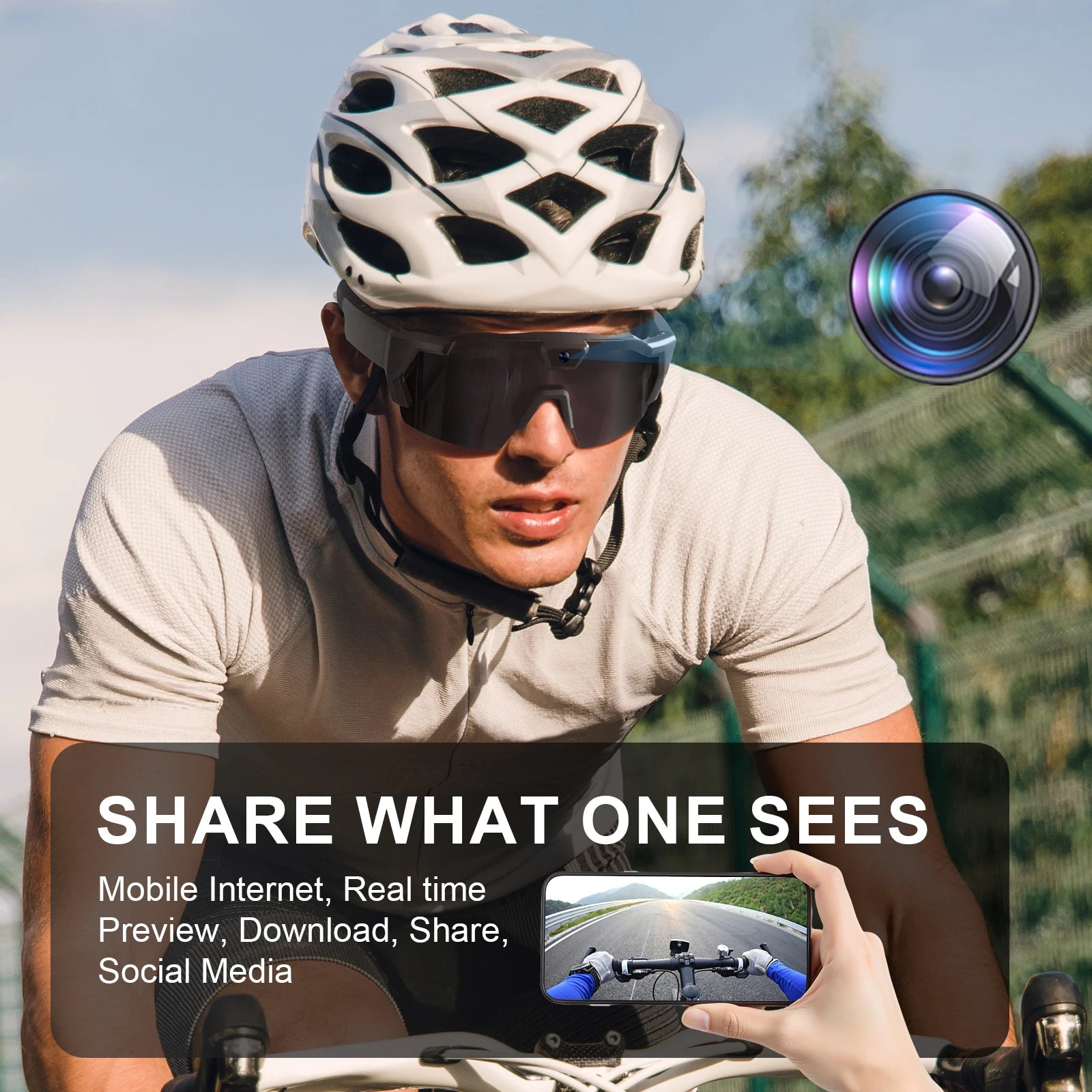 NEW HD Video Glasses Action Camera  Sunglasses Smart Glasses Sports Glasses Outdoor Bicycle Motorcycle Driver Recorder Walk Cam