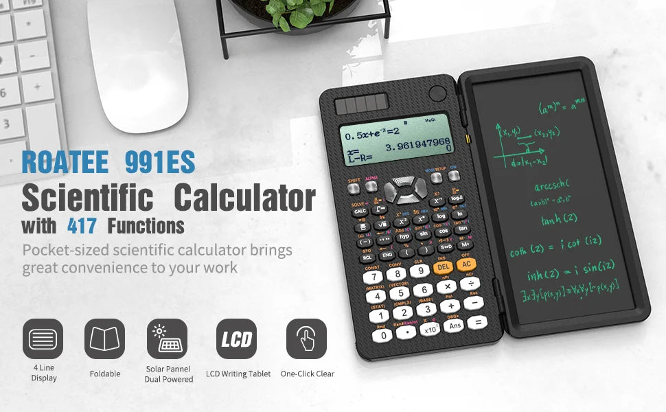 Mini Scientific Calculator with Writing Tablet Calculators Notepad Memo Office Electronics School Supplies 991es Ms EX 82ms NEW