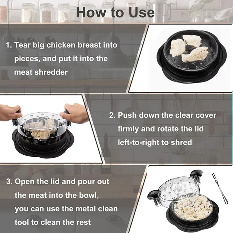 Chicken Chopper Chicken Chopper with Transparent Dsplay Cover Non-slip Base Suitable for Dishwasher Meat Shredder