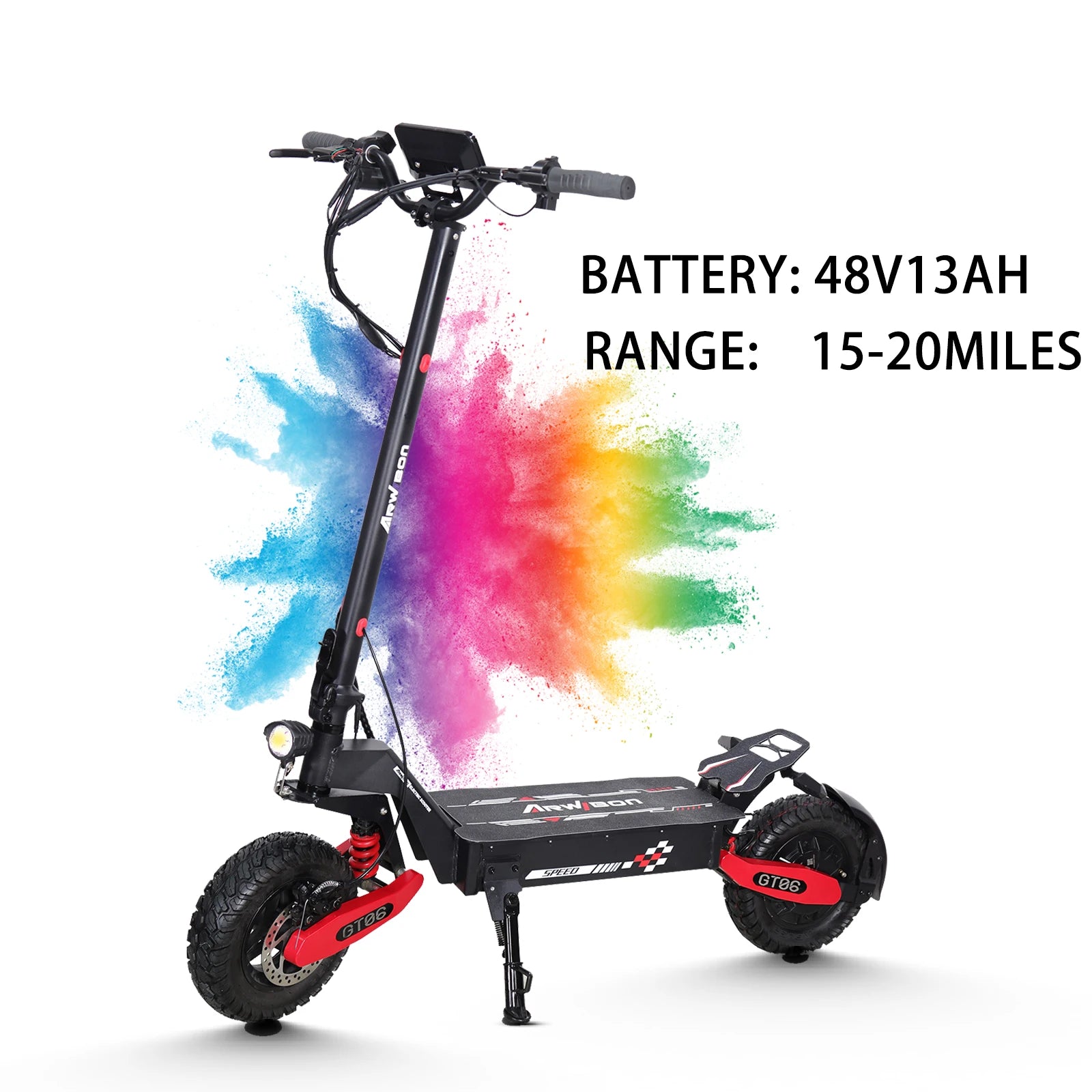 Arwibon GT06 1200W Foldable E-Scooter for Adults -Max Speed 25MPH, 48V 13AH/23.4AH, 11"Off-Road Tires | US Stock, Factory Direct
