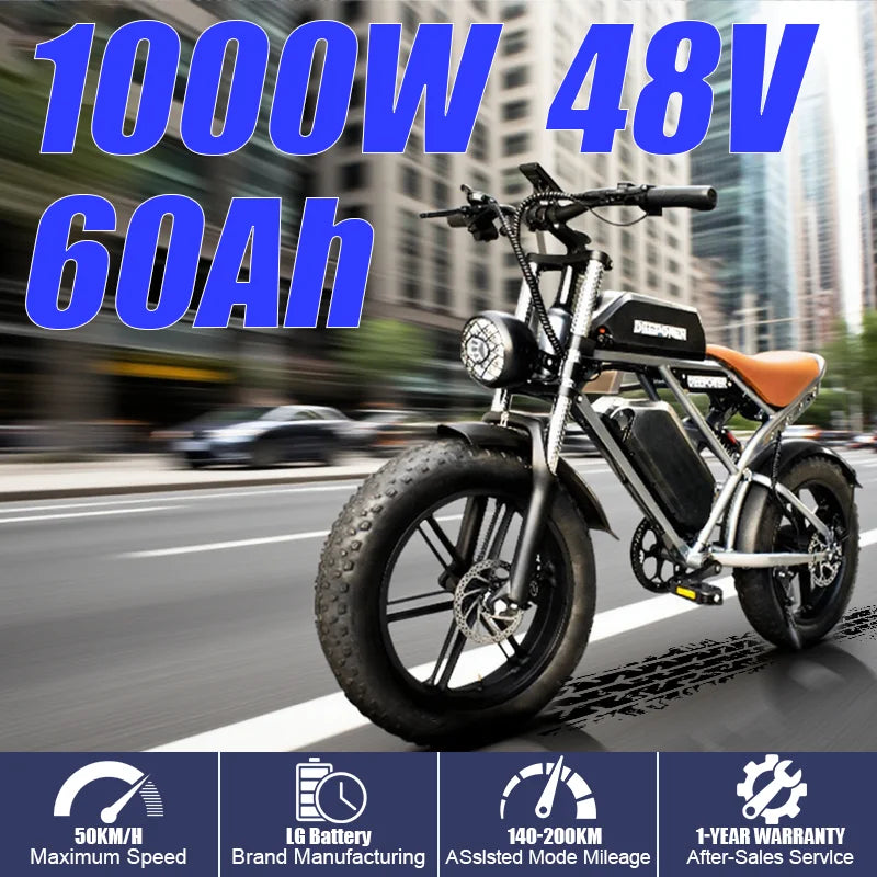 DEEPOWER QS7pro off-road electric bicycle 1500W48V60Ah all-terrain motorcycle parameters suitable for urban mountain riding