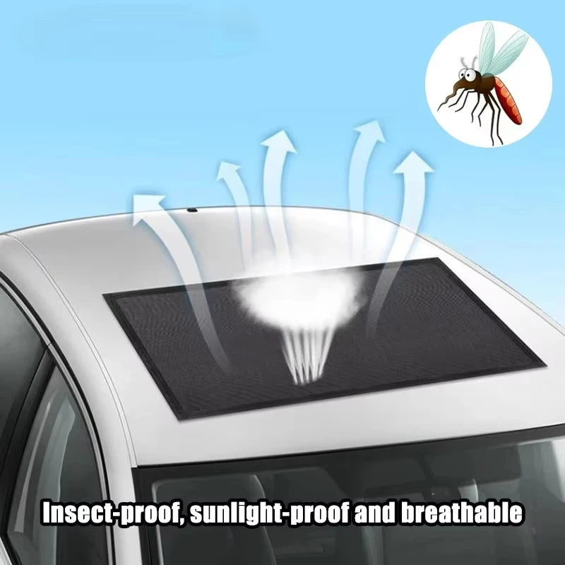 Car Magnetic Car Sunroof Cover, Breathable Mesh Ventilation Nylon Roof Netting for Mosquito and Insect Protection