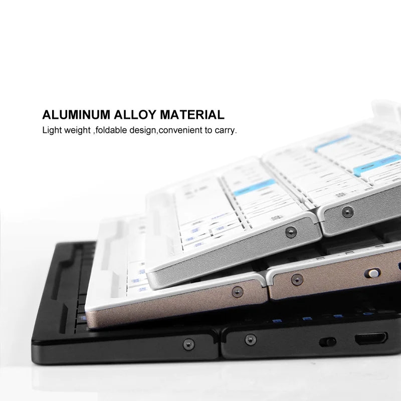 Mini Foldable Bluetooth Keyboard Rechargeable Keyboard Mini Folding Wireless Keyboard Aluminum Keypad With Stand For Phone