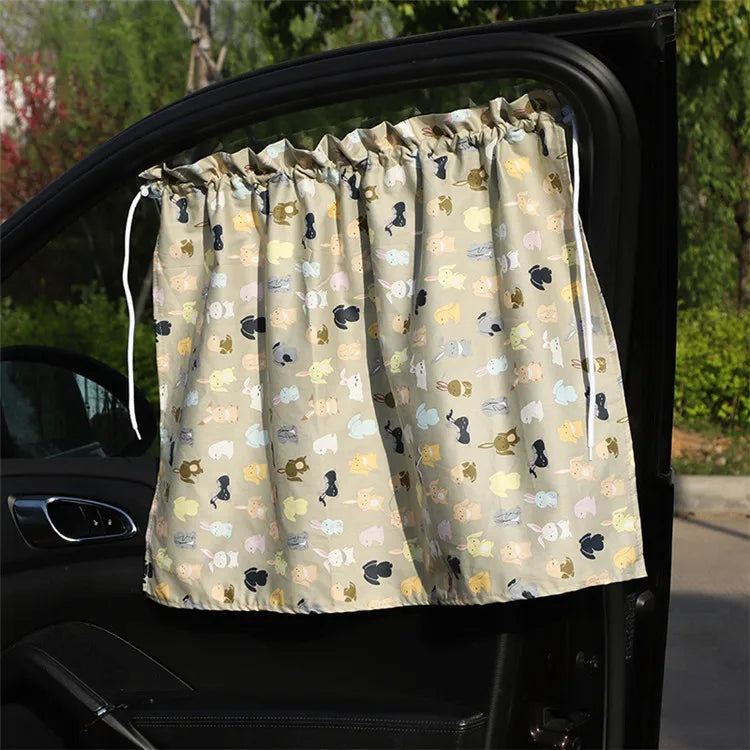 2pcs Suction cup Curtain Car Window Sunshade Cover Cartoon Universal Side Window Sunshade UV Protection For Kid Baby Children