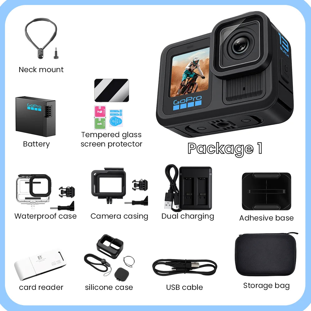 GoPro HERO 13 Black Action Camera HyperSmooth6.0 5.3K 60fps Video 27MP Go Pro13 helmet Vlog Sport Camera