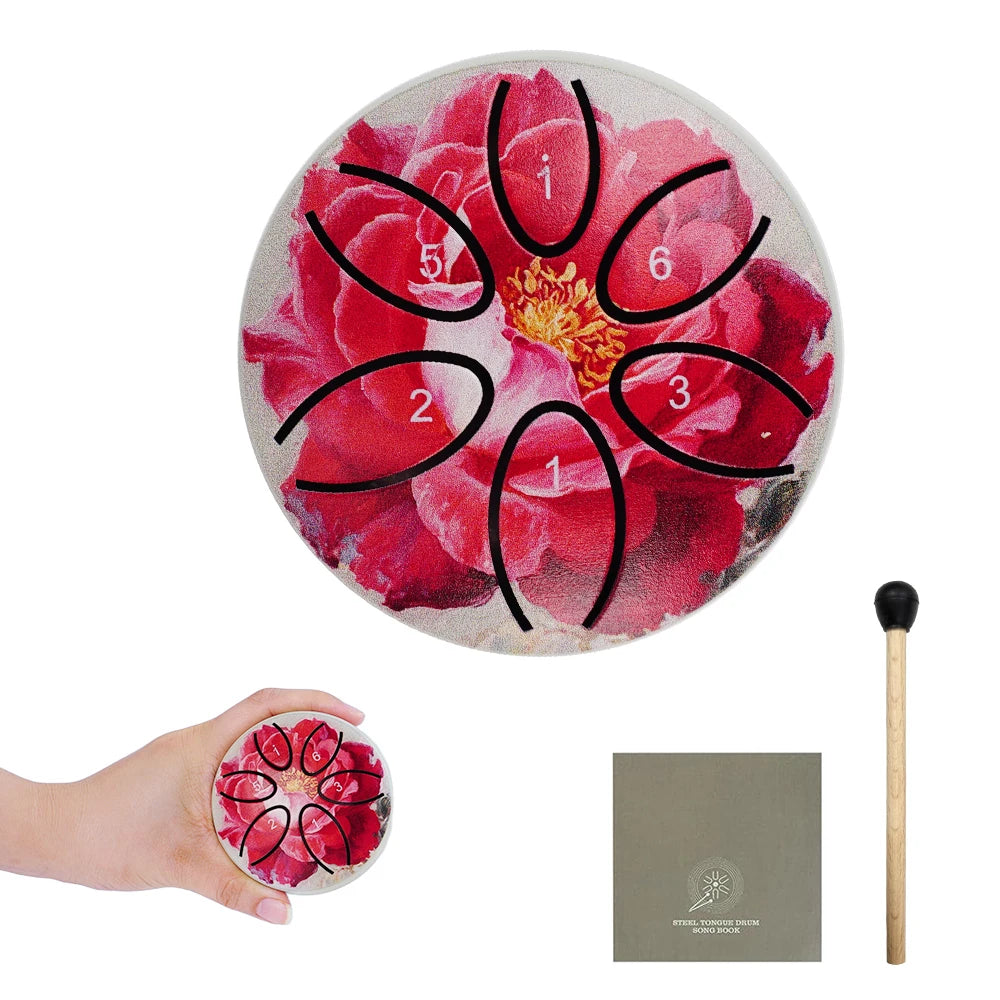 Dozzly Mini Handpan Drum 3 Inch 6 Notes Steel Tongue Chakra Drum Colorful Patterns for Yoga Musical Gift