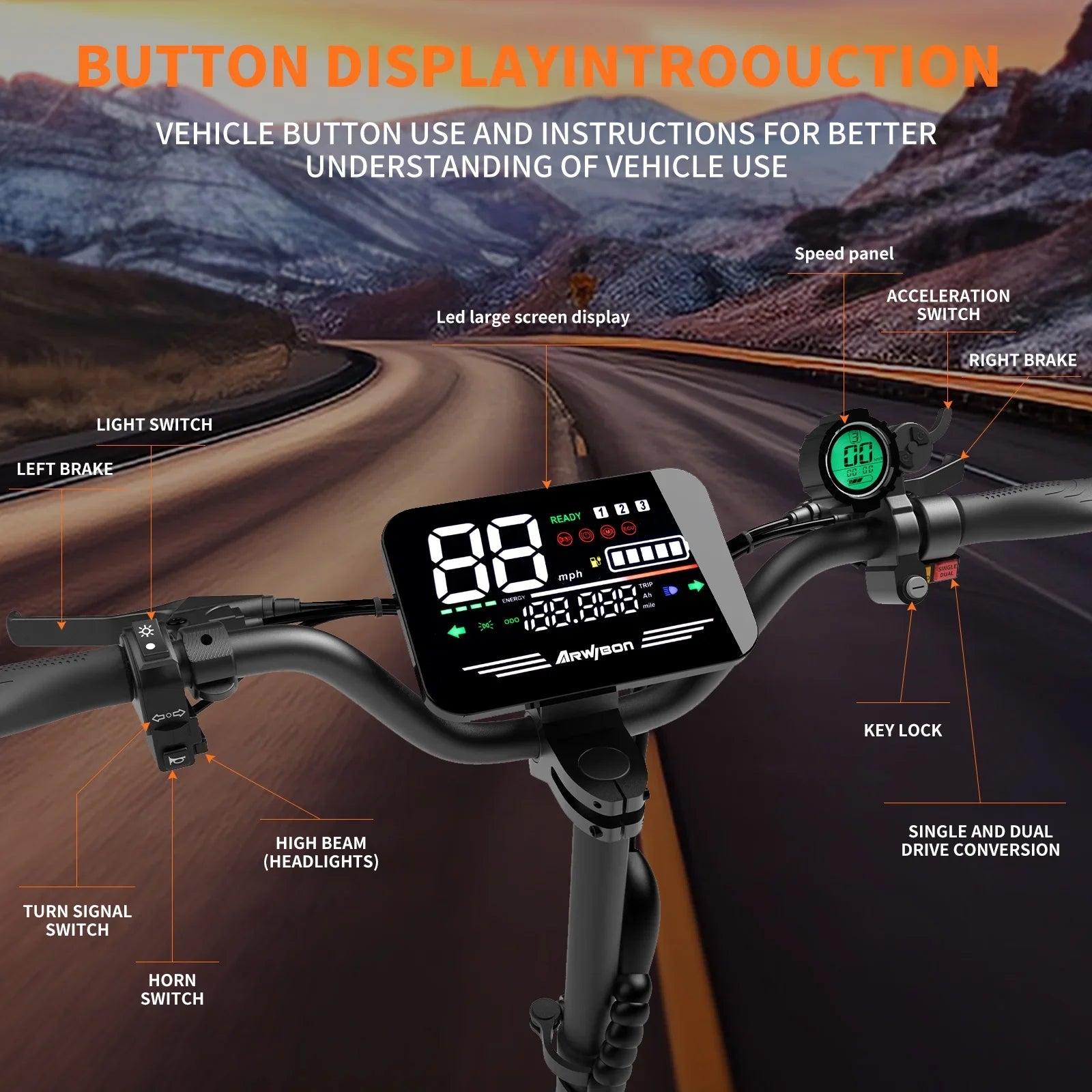 Arwibon 5600W Adult Electric Scooter Dual Motor Top Speed 46MPH,60V27AH, 11-inch Off-Road Tires Sport Folding eScooter